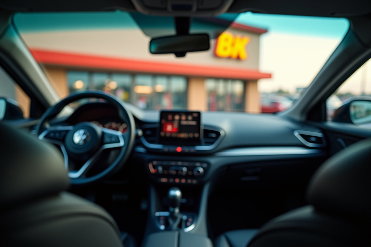 Clés de voiture sur la console dans un véhicule moderne