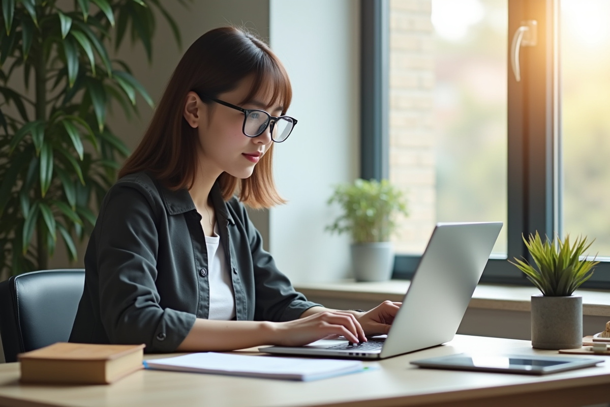 Étudiant organisant des fichiers numériques sur un ordinateur portable