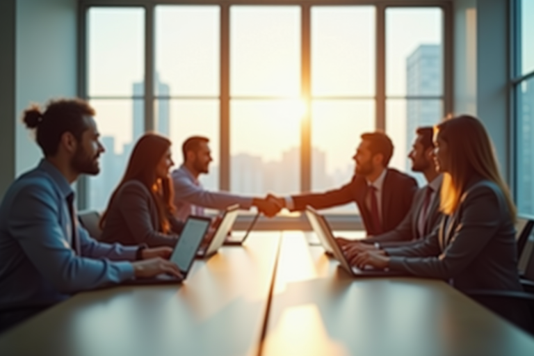 Professionnels d'affaires autour d'une table moderne en réunion